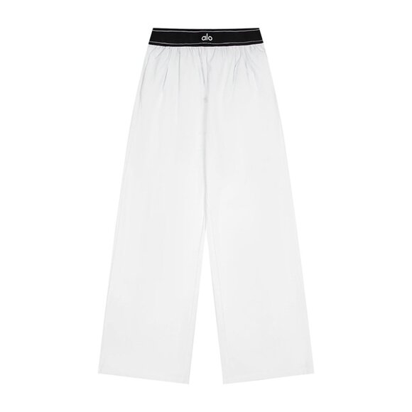 Alo Yoga Reflective Logo Loose Wide-Leg Pants White